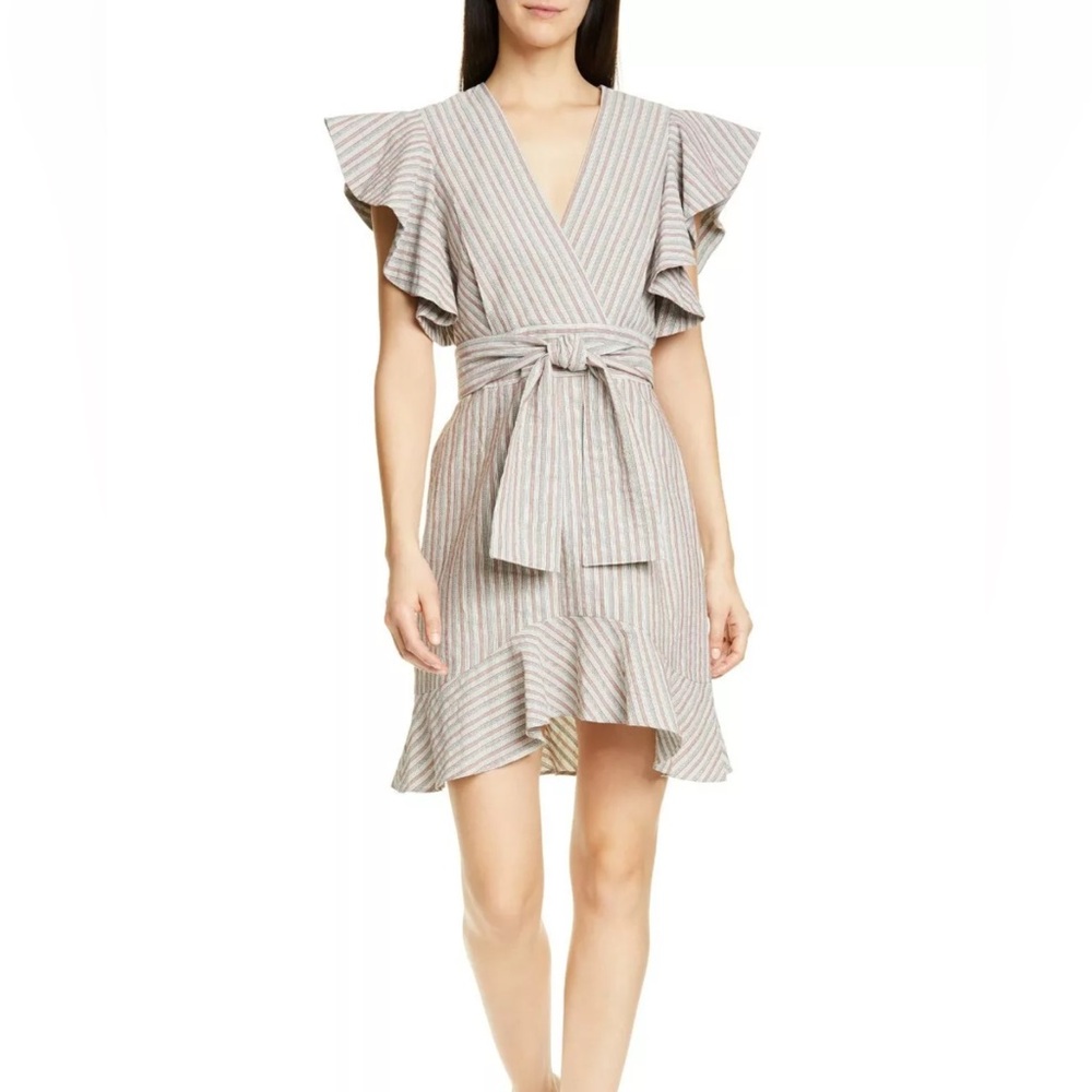 Robert Rodrigues Striped Ruffle Sleeve Dress